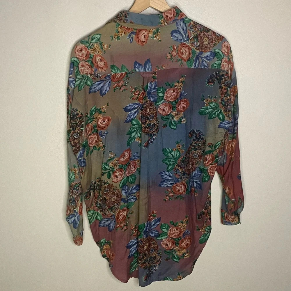 Vintage Floral Blouse size small At Last Studio boho 90s y2k feminine warm tones - Picture 4 of 8